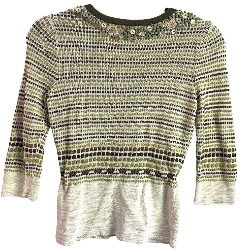 Nie + Zoe Green and Beige Floral Cardigan: Y2K, Modern - Picture 3 of 4